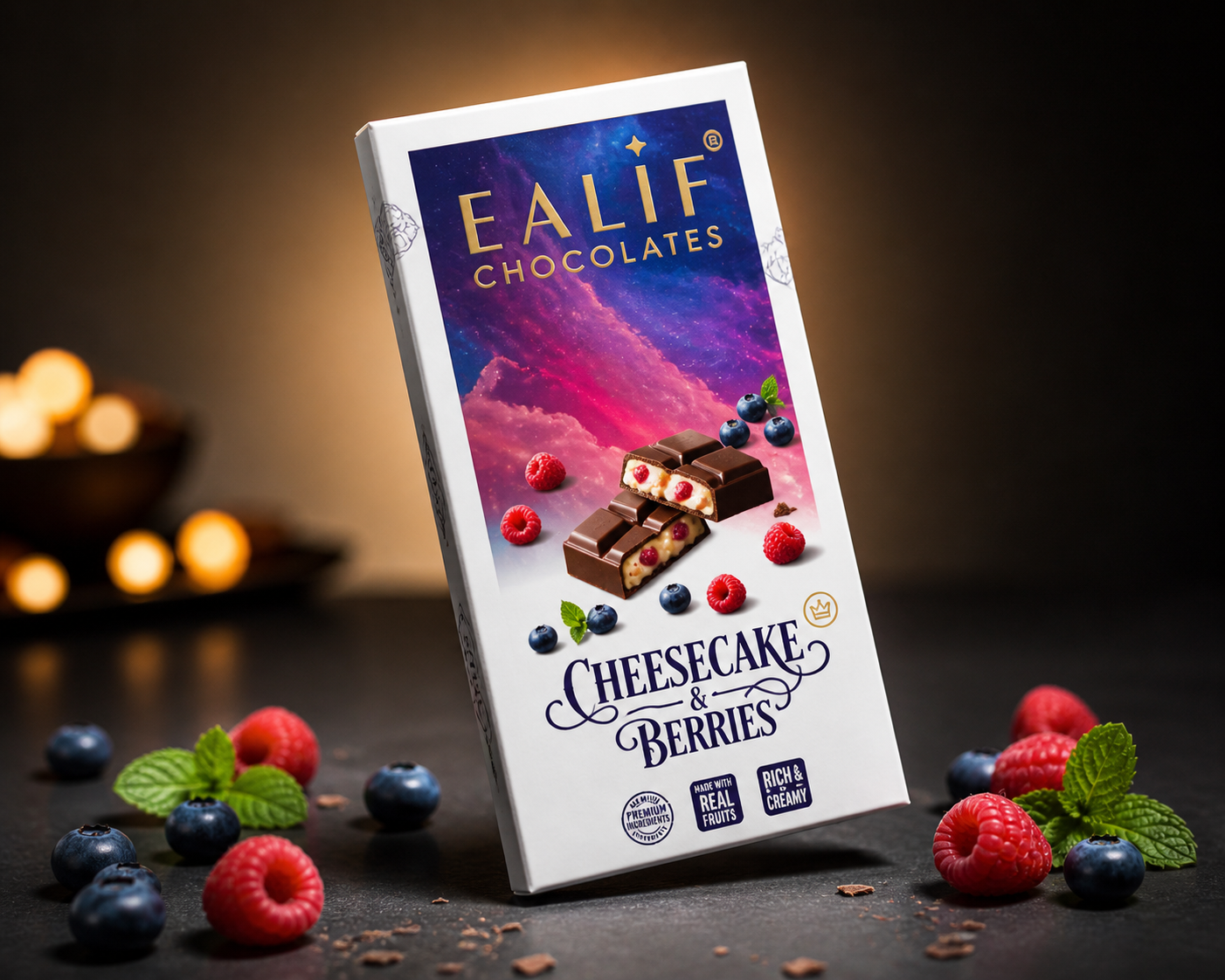 Cheesecake and berries chocolate