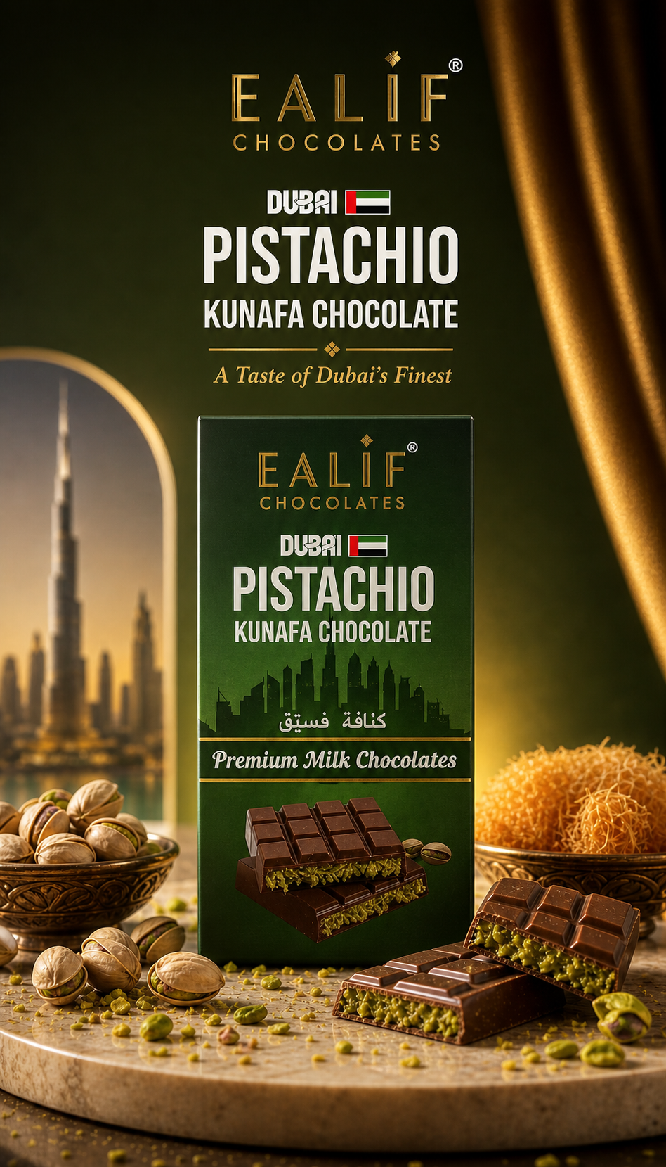 Kunafa pistachio chocolate